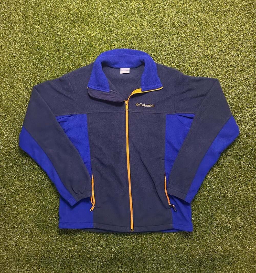 1990s Columbia Full Zip Fleece Jacket Blue Orange
